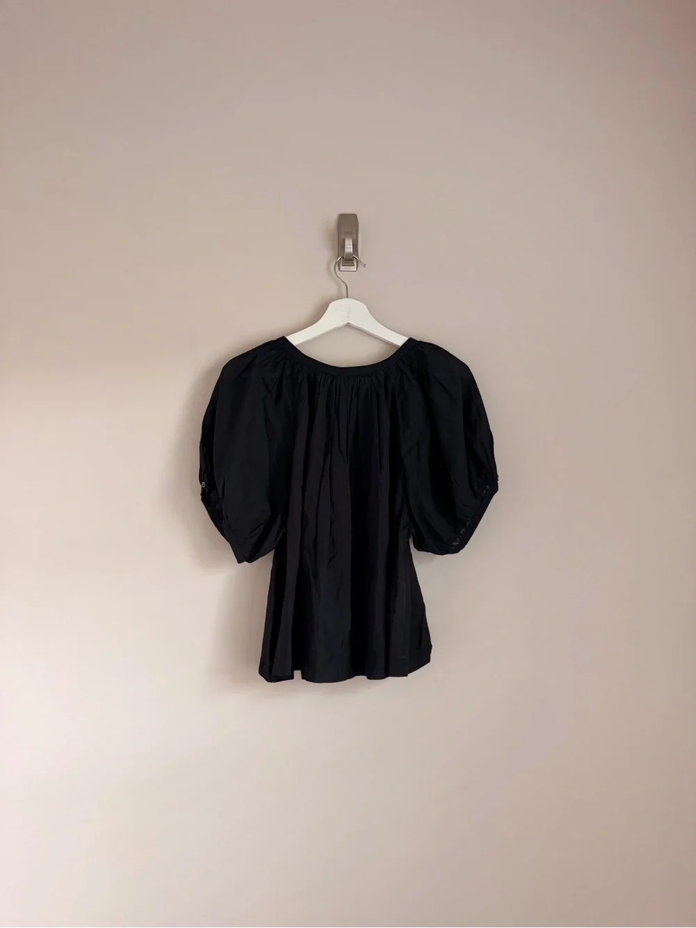 Doen June Top Black Puff Sleeve Blouse Size S